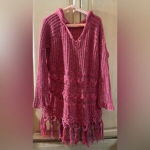 Free People Board Walk loosely knitted Poncho Hoodie.